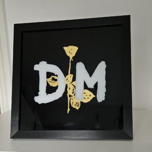 Gold leaf reverse glass gilded rose artwork Hand gilded Depeche Mode inspired rose Traditional glass gilding gold leaf detail